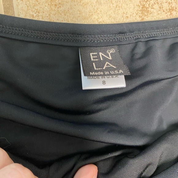 Nwot ENLA EN LA Black  Swim Skirt W Bikini Bottom  One Piece Swimsuit 8 - Picture 4 of 6